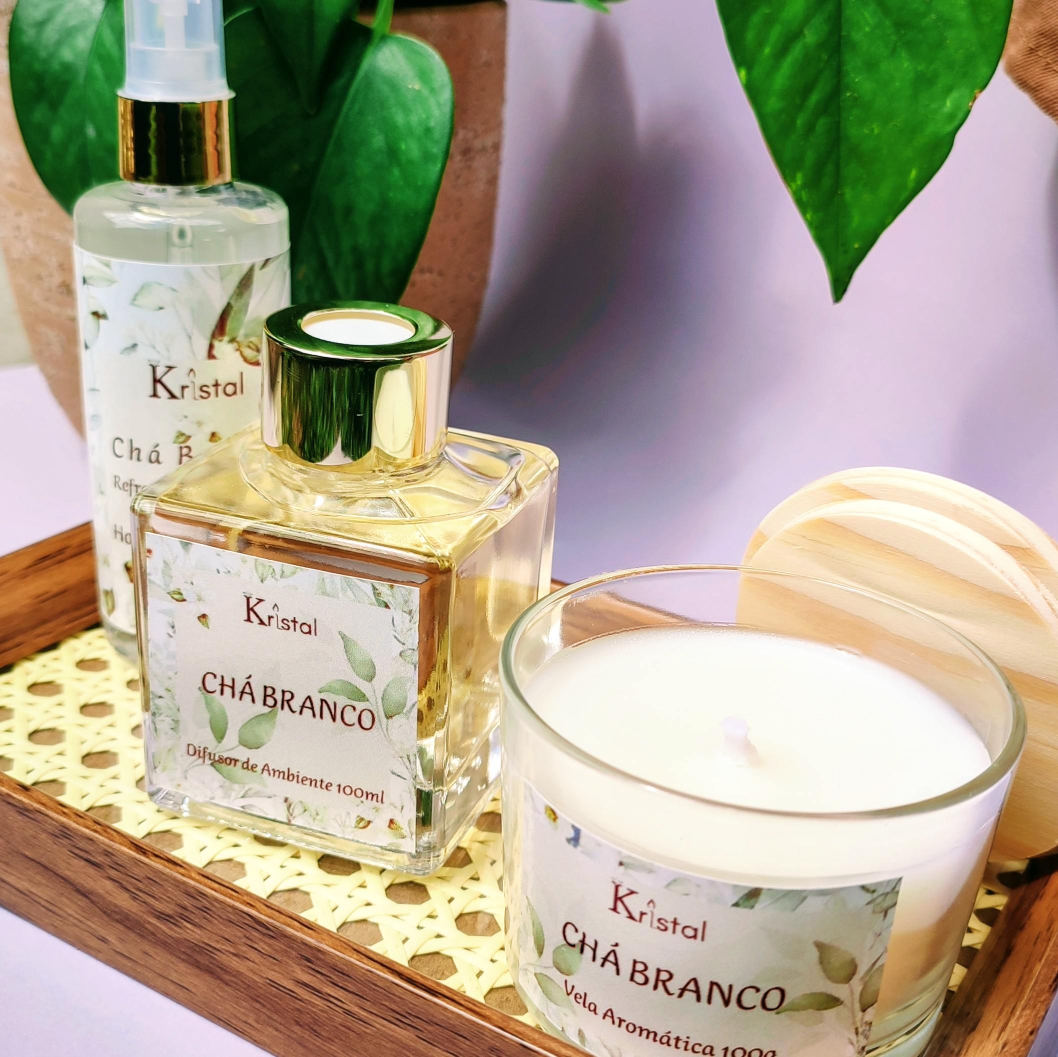 kit chá branco com 3 itens