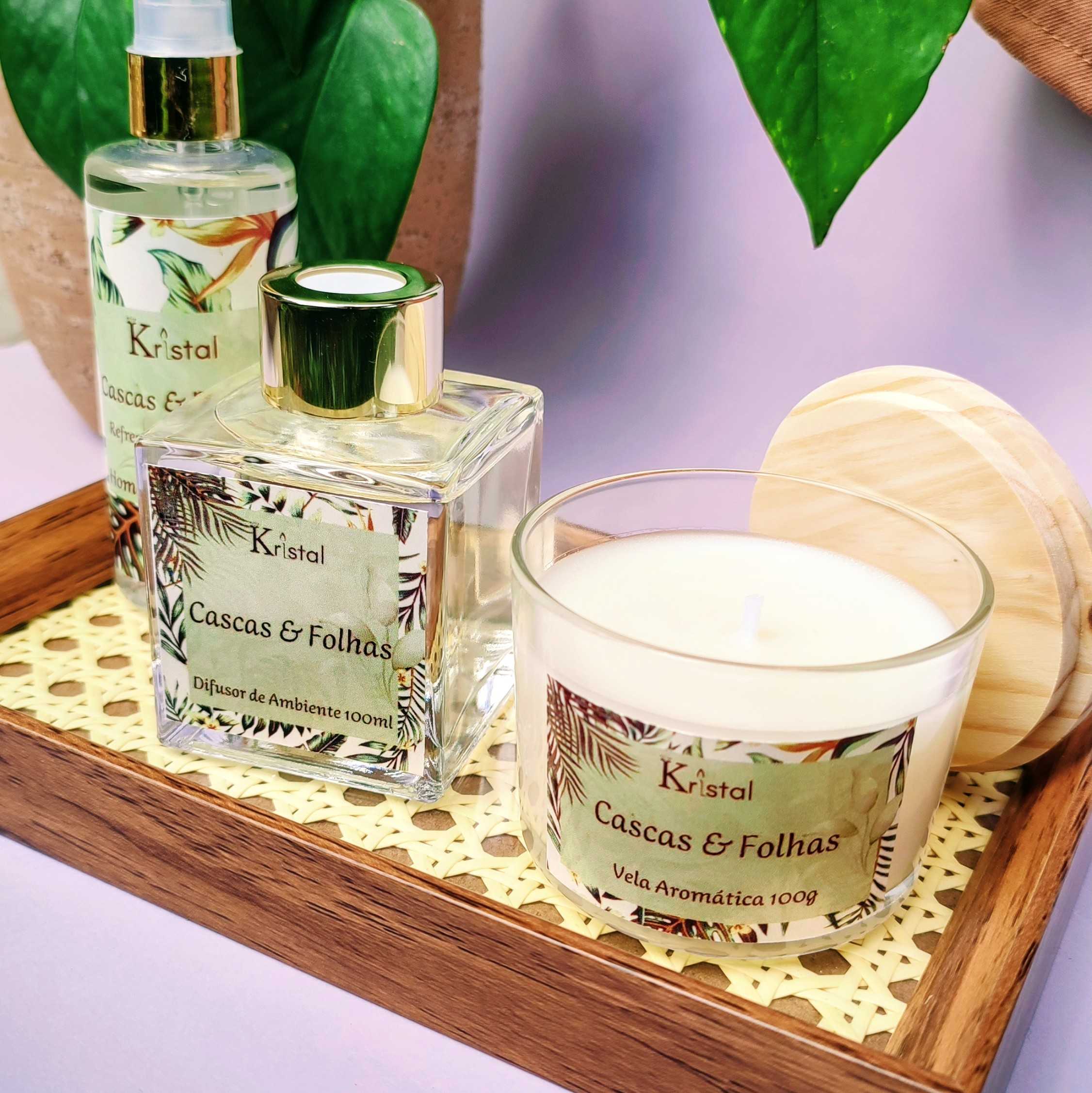 kit cascas e folhas 3 itens